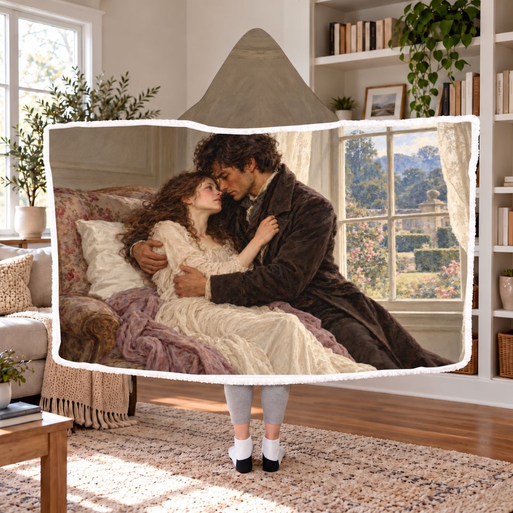 Wuthering Heights Sherpa Hooded Blanket | Gothic Romance Reader Gift White
