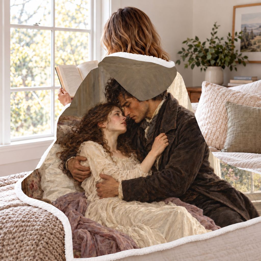 Wuthering Heights Sherpa Hooded Blanket | Gothic Romance Reader Gift White