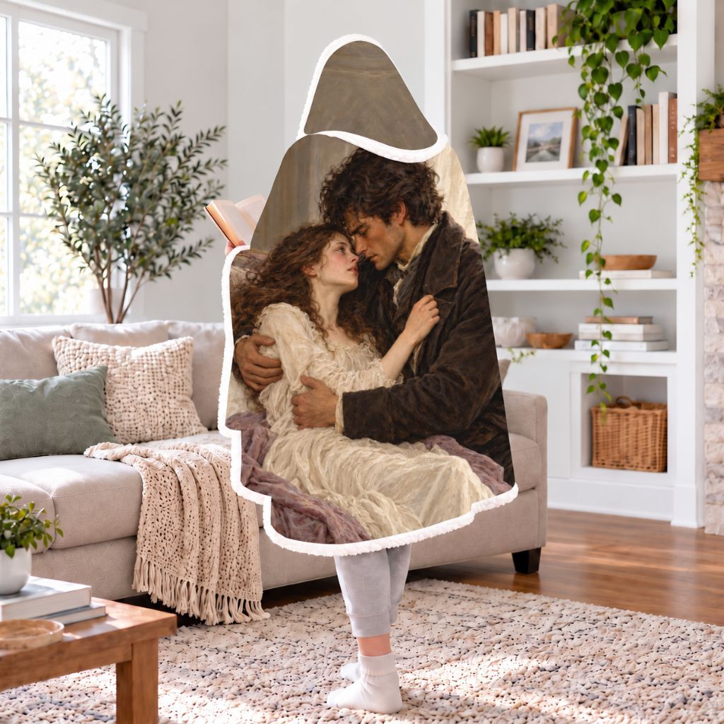 Wuthering Heights Sherpa Hooded Blanket | Gothic Romance Reader Gift White