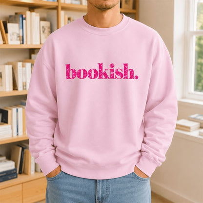 Bookish Glitter Print Sweatshirt | Book Lover Gift Light Pink