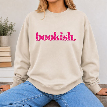 Bookish Glitter Print Sweatshirt | Book Lover Gift Sand