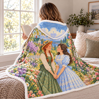 Anne Of Green Gables Sherpa Hooded Blanket | Kindred Spirits Book Lover Gift White