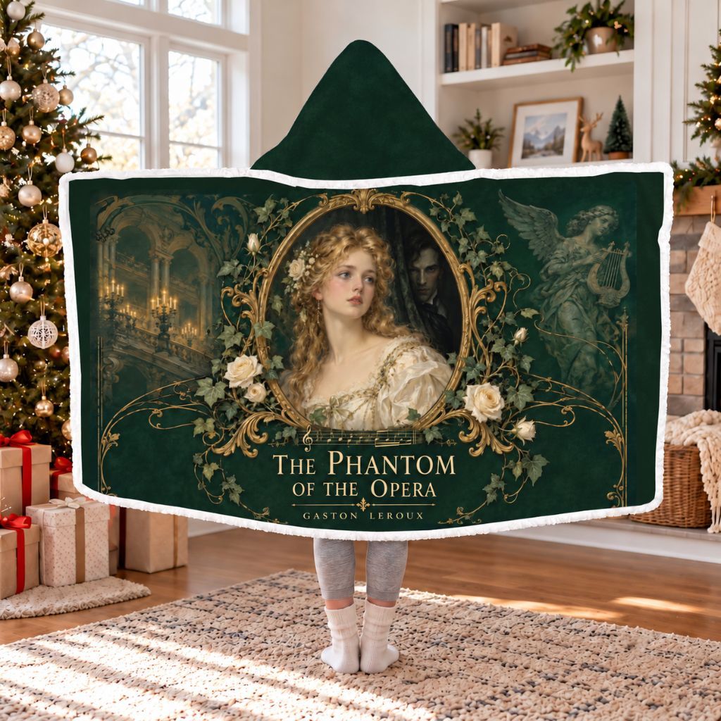 The Phantom Of The Opera Sherpa Hooded Blanket | Gothic Classics Reader Gift White