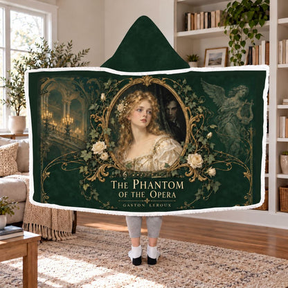 The Phantom Of The Opera Sherpa Hooded Blanket | Gothic Classics Reader Gift White