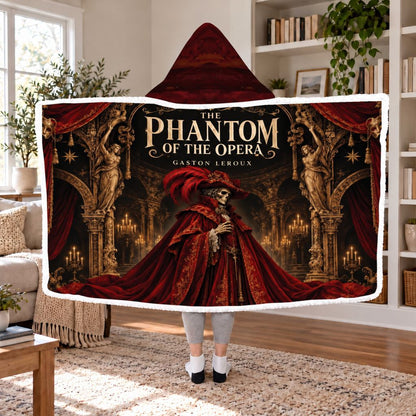 The Phantom Of The Opera Red Death Sherpa Hooded Blanket | Gothic Reader Gift White