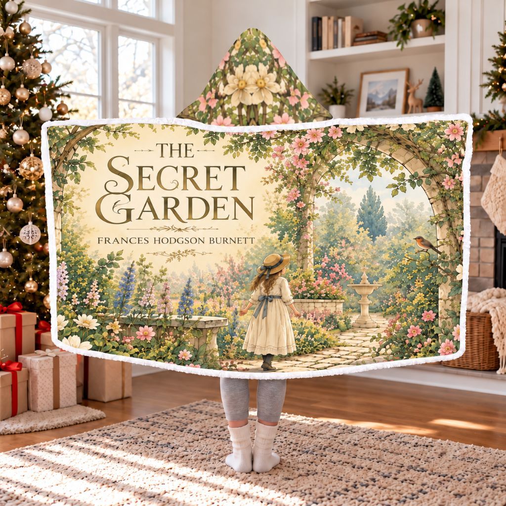 The Secret Garden Archway Sherpa Hooded Blanket | Cozy Classics Reader Gift White