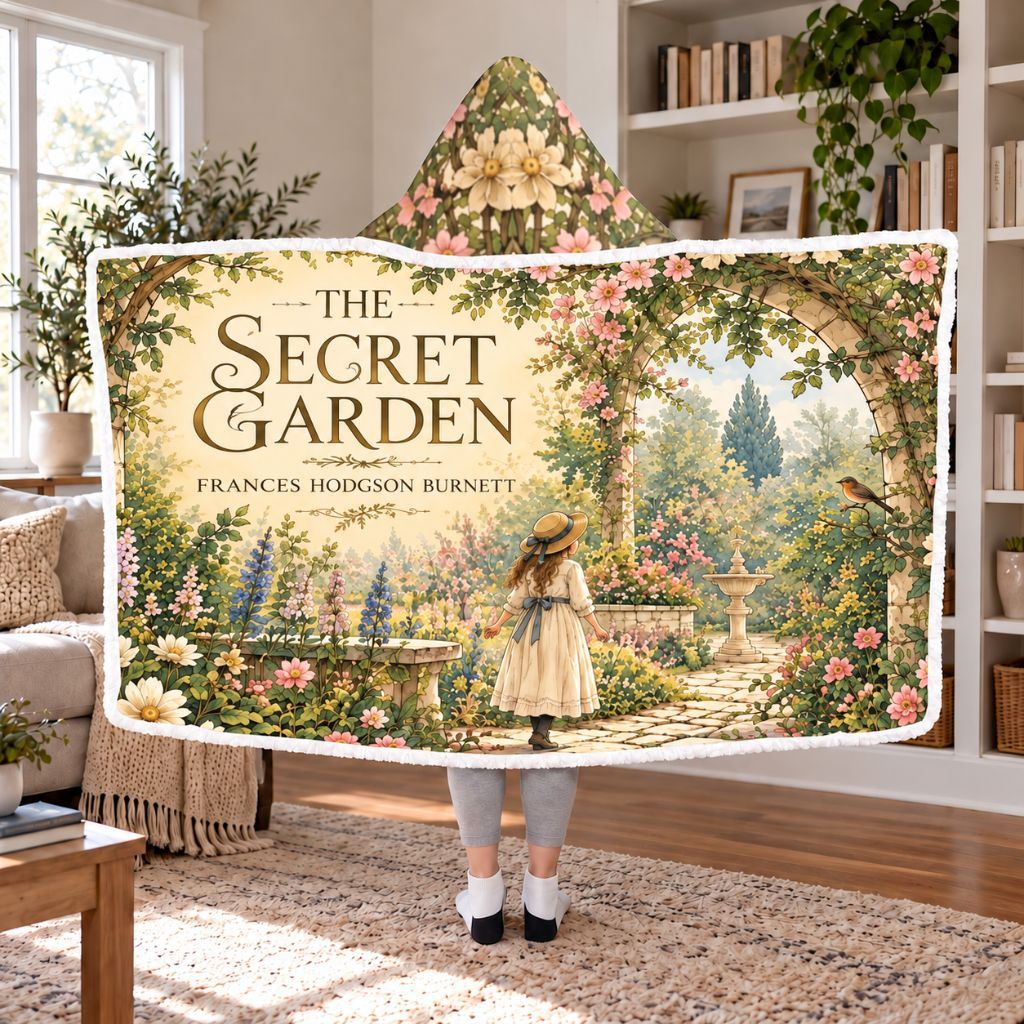 The Secret Garden Archway Sherpa Hooded Blanket | Cozy Classics Reader Gift White