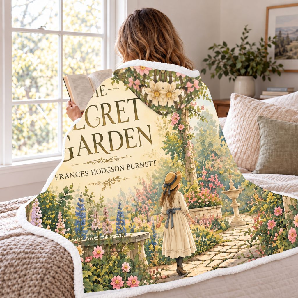 The Secret Garden Archway Sherpa Hooded Blanket | Cozy Classics Reader Gift White