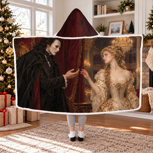 The Phantom Of The Opera Sherpa Hooded Blanket | Gothic Romance Reader Gift White