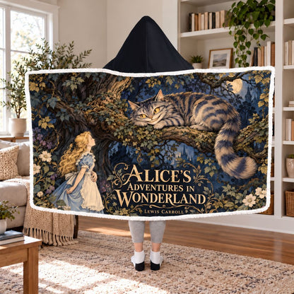 Alice In Wonderland Cheshire Cat Sherpa Hooded Blanket | Classics Reader Gift White