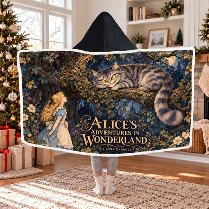 Alice In Wonderland Cheshire Cat Sherpa Hooded Blanket | Classics Reader Gift White