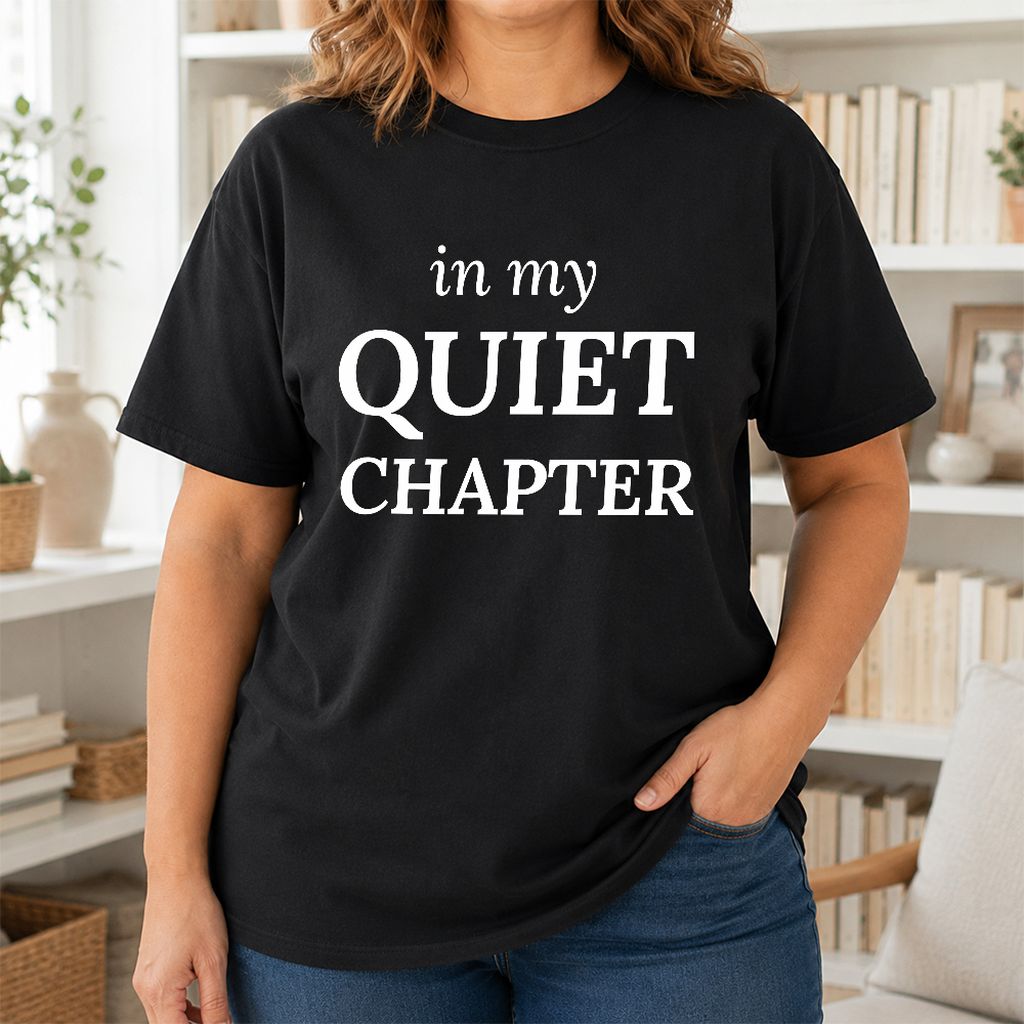 In My Quiet Chapter Printed T-Shirt | Introvert Reader Gift Black