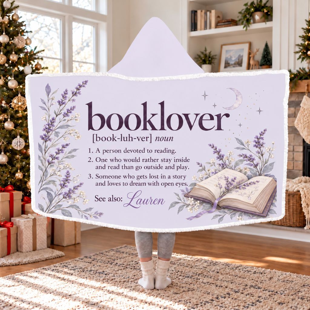 Booklover Definition Sherpa Hooded Blanket | Book Lover Gift White