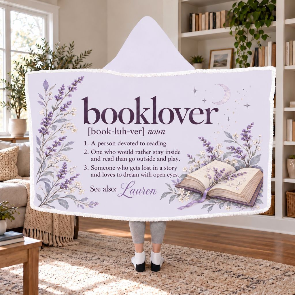 Booklover Definition Sherpa Hooded Blanket | Book Lover Gift White