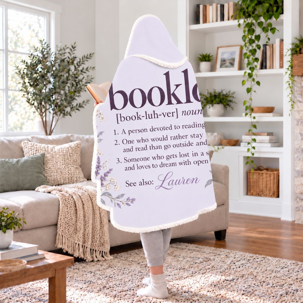 Booklover Definition Sherpa Hooded Blanket | Book Lover Gift White