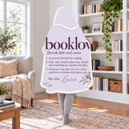 Booklover Definition Sherpa Hooded Blanket | Book Lover Gift White