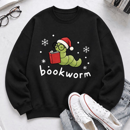 Noel Bookworm Printed Sweatshirt | Christmas Reader Gift Black