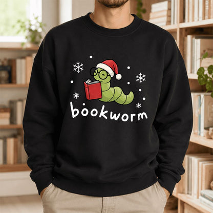 Noel Bookworm Printed Sweatshirt | Christmas Reader Gift Black