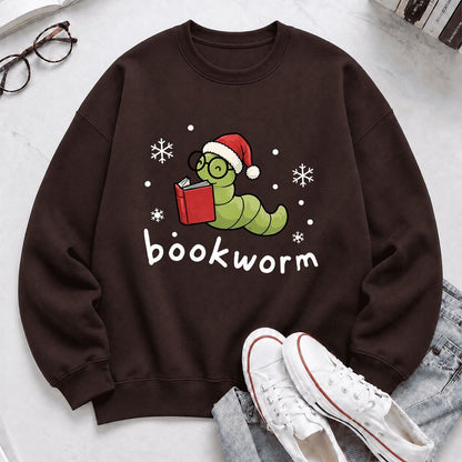 Noel Bookworm Printed Sweatshirt | Christmas Reader Gift Dark Chocolate