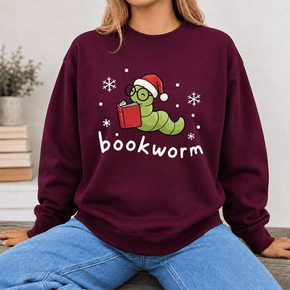 Noel Bookworm Printed Sweatshirt | Christmas Reader Gift Maroon
