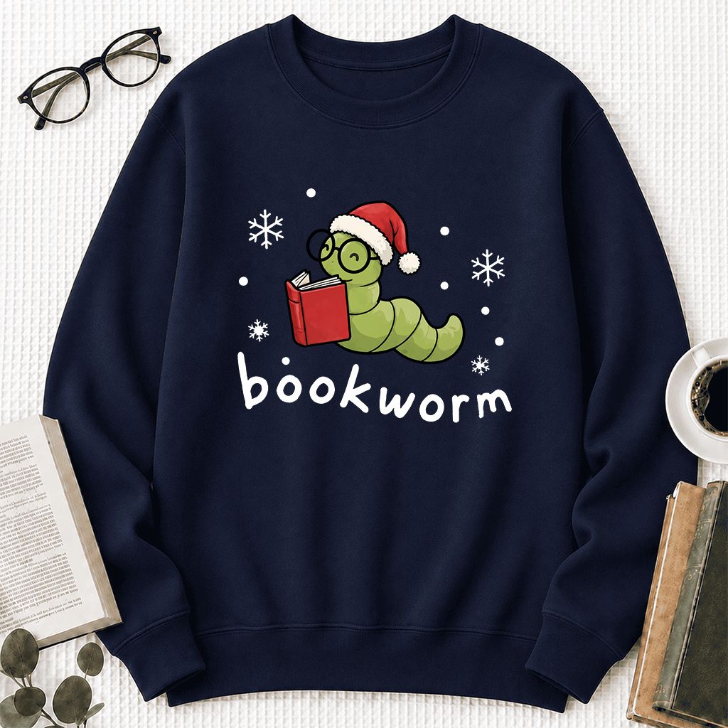 Noel Bookworm Printed Sweatshirt | Christmas Reader Gift Navy