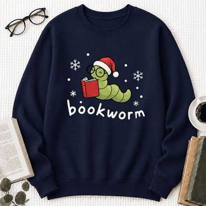 Noel Bookworm Printed Sweatshirt | Christmas Reader Gift Navy