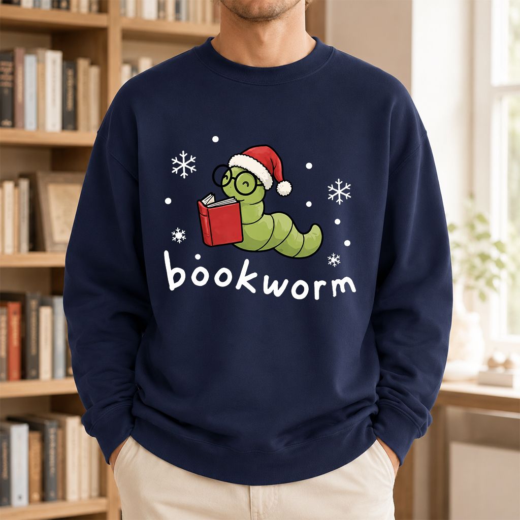 Noel Bookworm Printed Sweatshirt | Christmas Reader Gift Navy