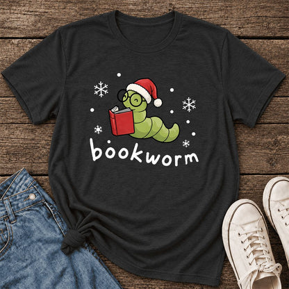 Noel Bookworm Ultra-Soft Cotton T-Shirt | Reader Christmas Gift Black Heather