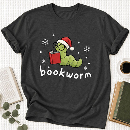 Noel Bookworm Ultra-Soft Cotton T-Shirt | Reader Christmas Gift Dark Grey Heather