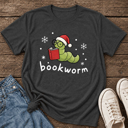 Noel Bookworm Ultra-Soft Cotton T-Shirt | Reader Christmas Gift Dark Grey Heather