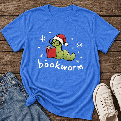 Noel Bookworm Ultra-Soft Cotton T-Shirt | Reader Christmas Gift Heather True Royal