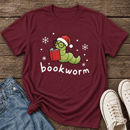 Noel Bookworm Ultra-Soft Cotton T-Shirt | Reader Christmas Gift Maroon