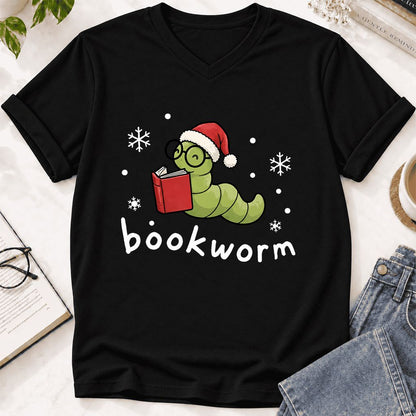 Noel Bookworm Ultra-Soft V-Neck | Reader Christmas Gift Black