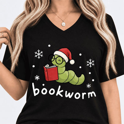 Noel Bookworm Ultra-Soft V-Neck | Reader Christmas Gift Black