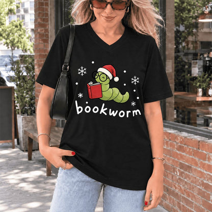 Noel Bookworm Ultra-Soft V-Neck | Reader Christmas Gift Black