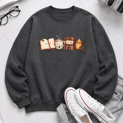 Christmas Cozy Club Printed Sweatshirt | Christmas Gift Dark Heather