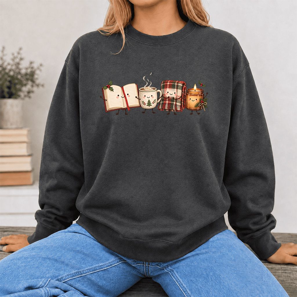 Christmas Cozy Club Printed Sweatshirt | Christmas Gift Dark Heather