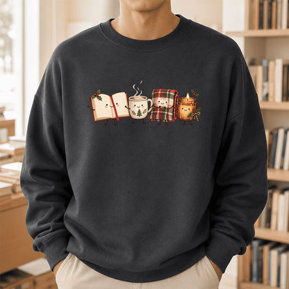 Christmas Cozy Club Printed Sweatshirt | Christmas Gift Dark Heather