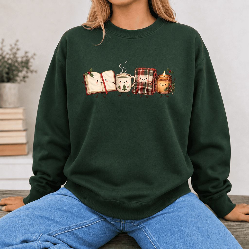 Christmas Cozy Club Printed Sweatshirt | Christmas Gift Forest Green
