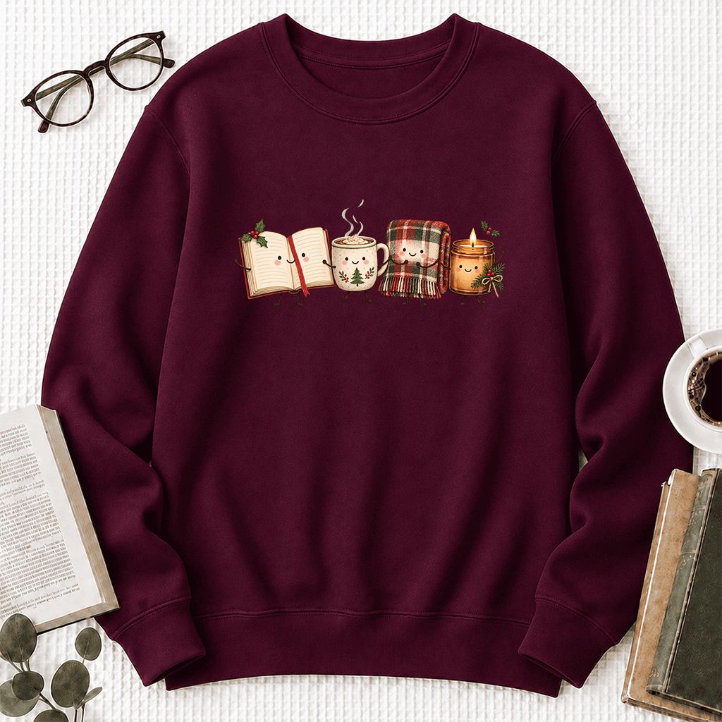 Christmas Cozy Club Printed Sweatshirt | Christmas Gift Maroon