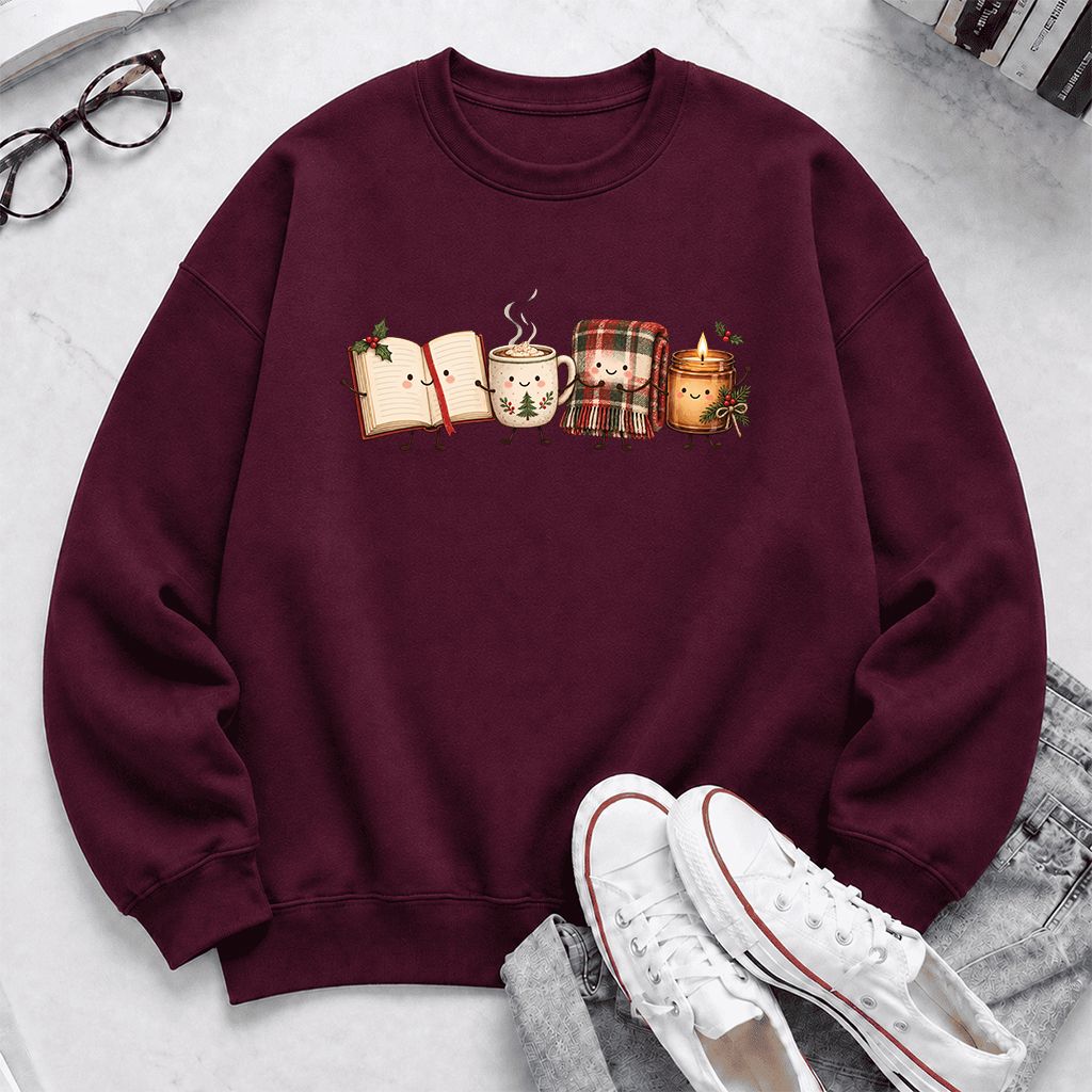 Christmas Cozy Club Printed Sweatshirt | Christmas Gift Maroon