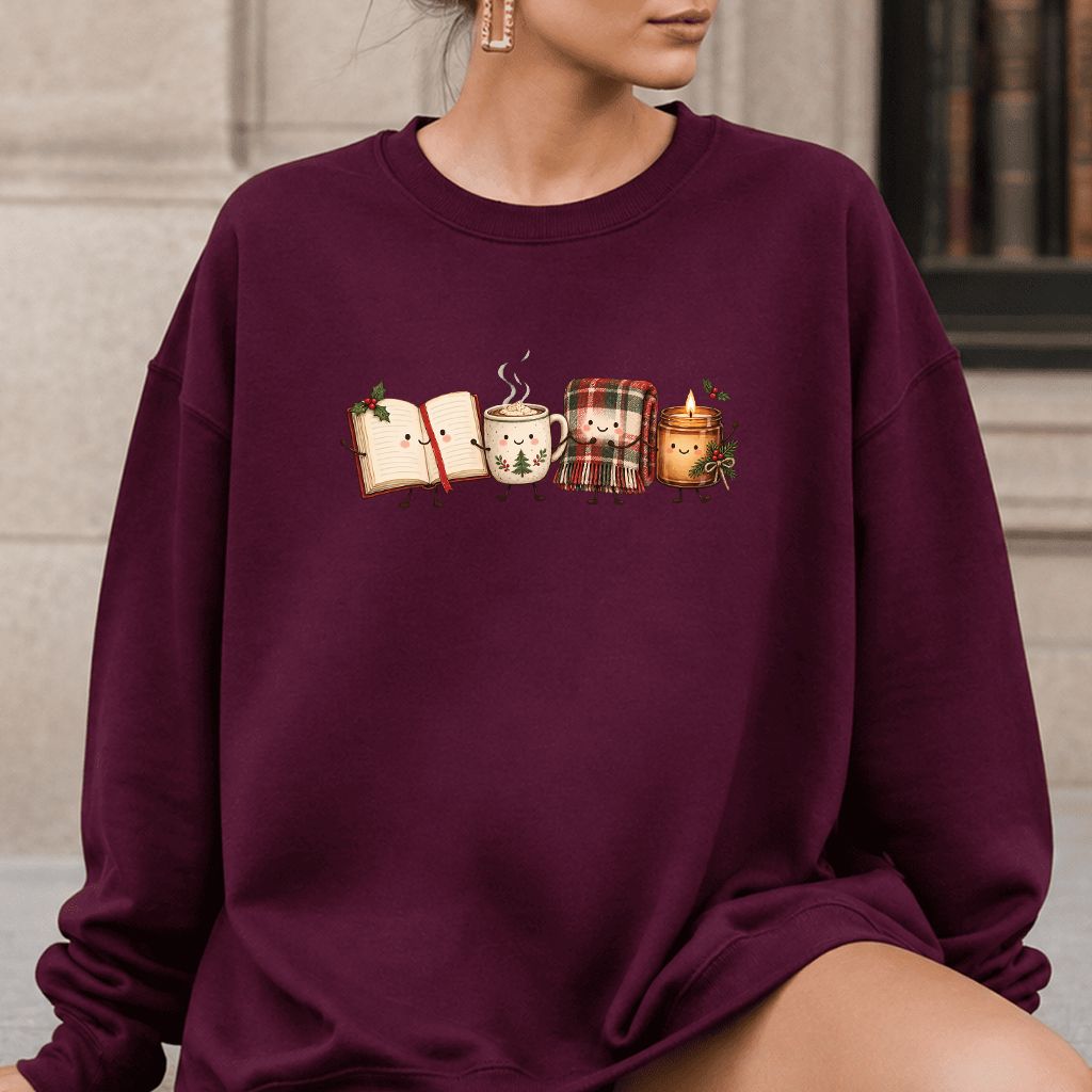 Christmas Cozy Club Printed Sweatshirt | Christmas Gift Maroon