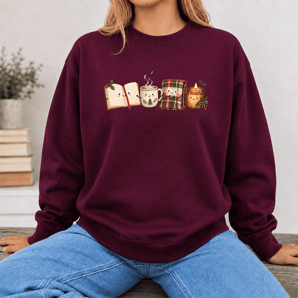 Christmas Cozy Club Printed Sweatshirt | Christmas Gift Maroon