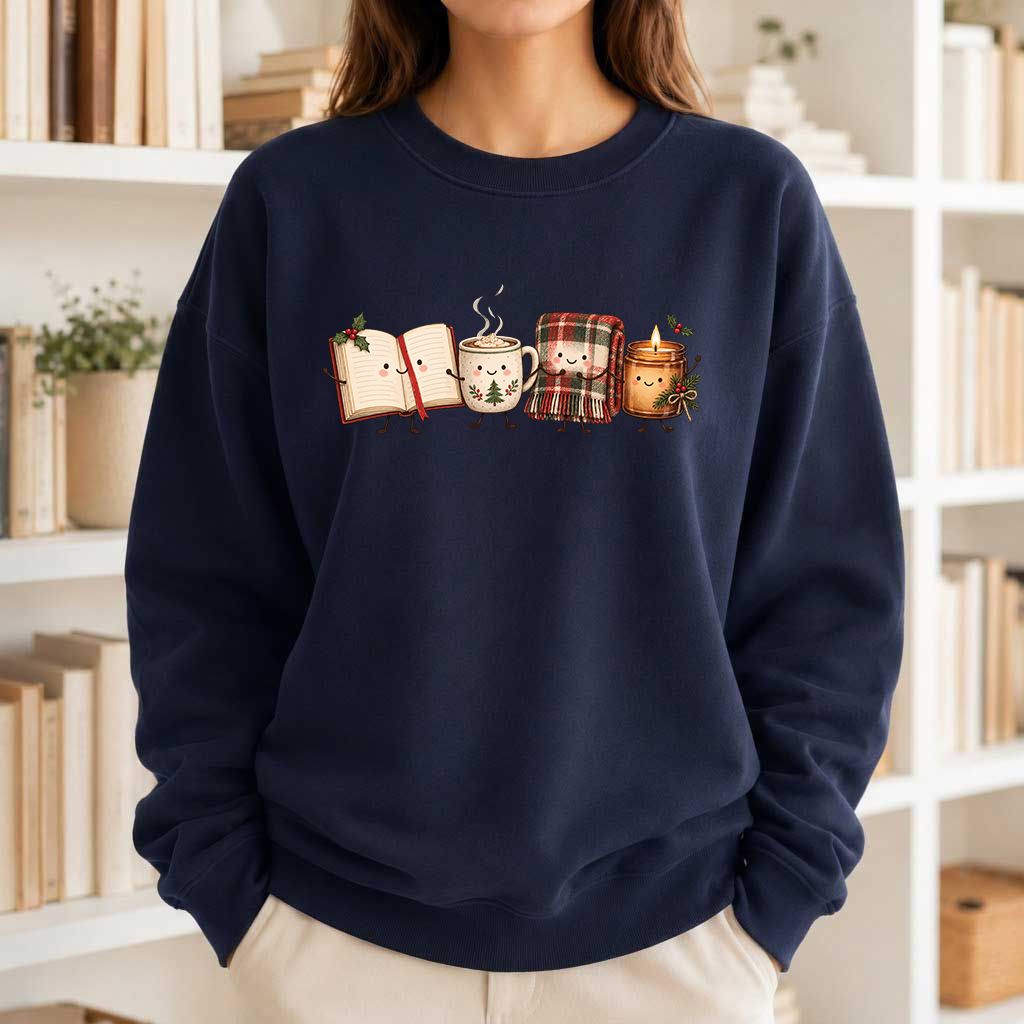 Christmas Cozy Club Printed Sweatshirt | Christmas Gift Navy