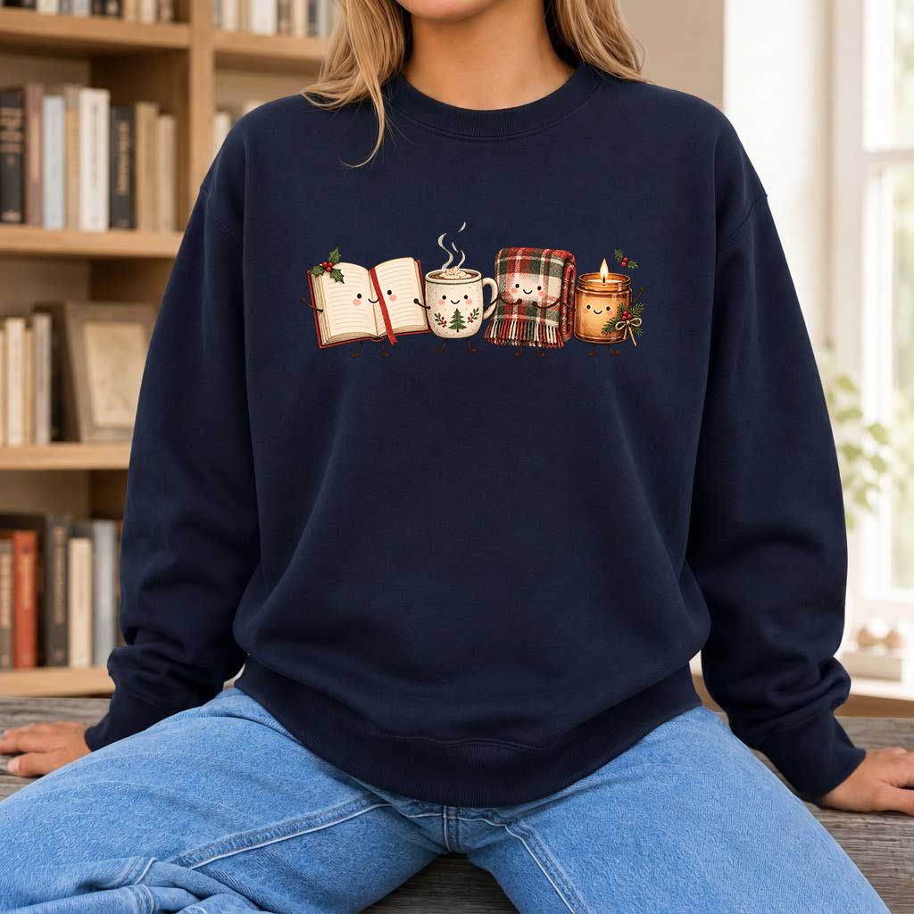 Christmas Cozy Club Printed Sweatshirt | Christmas Gift Navy