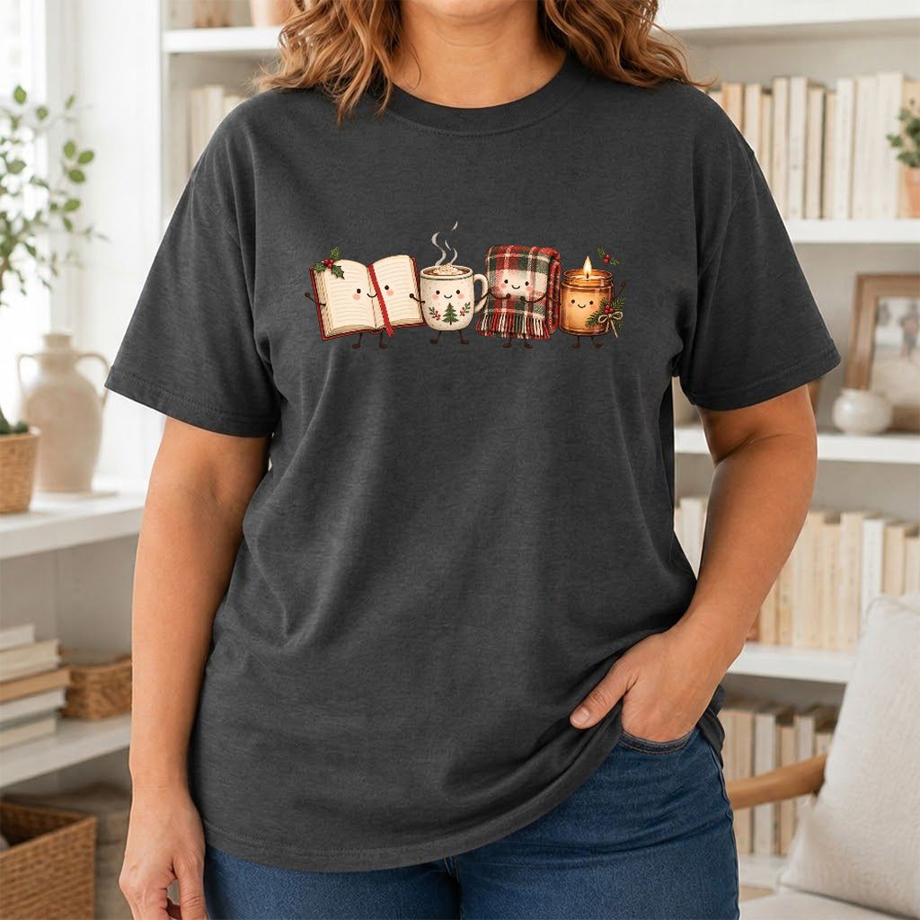Christmas Cozy Club Printed T-Shirt | Christmas Gift Dark Heather