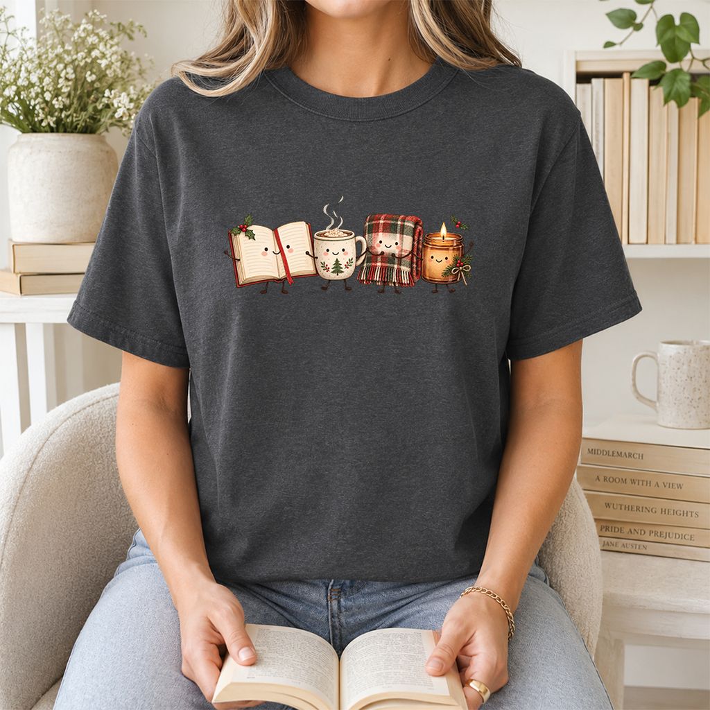 Christmas Cozy Club Printed T-Shirt | Christmas Gift Dark Heather
