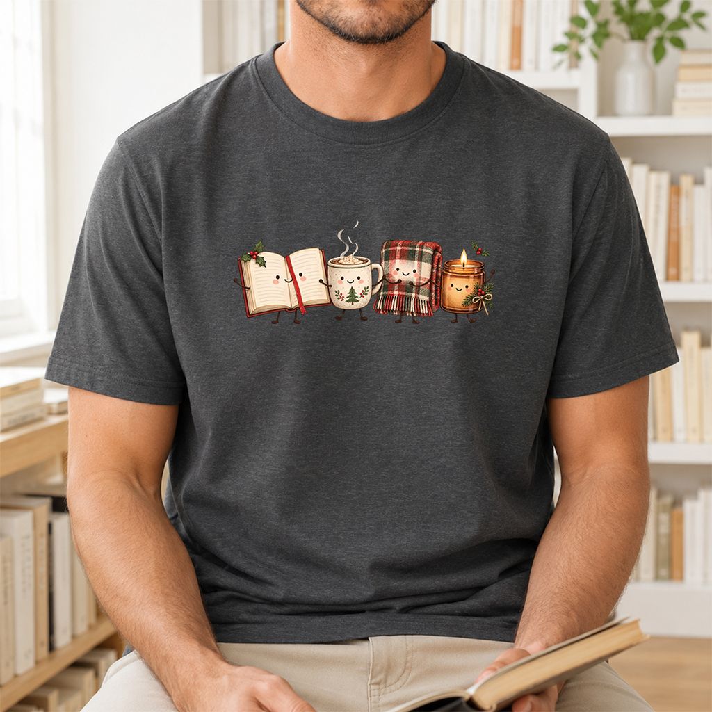 Christmas Cozy Club Printed T-Shirt | Christmas Gift Dark Heather