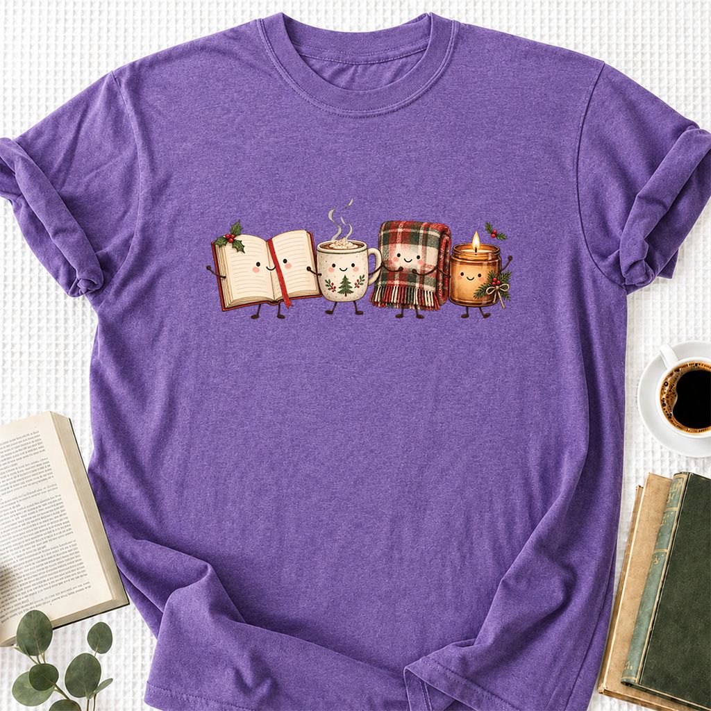 Christmas Cozy Club Printed T-Shirt | Christmas Gift Heather Purple