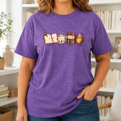 Christmas Cozy Club Printed T-Shirt | Christmas Gift Heather Purple